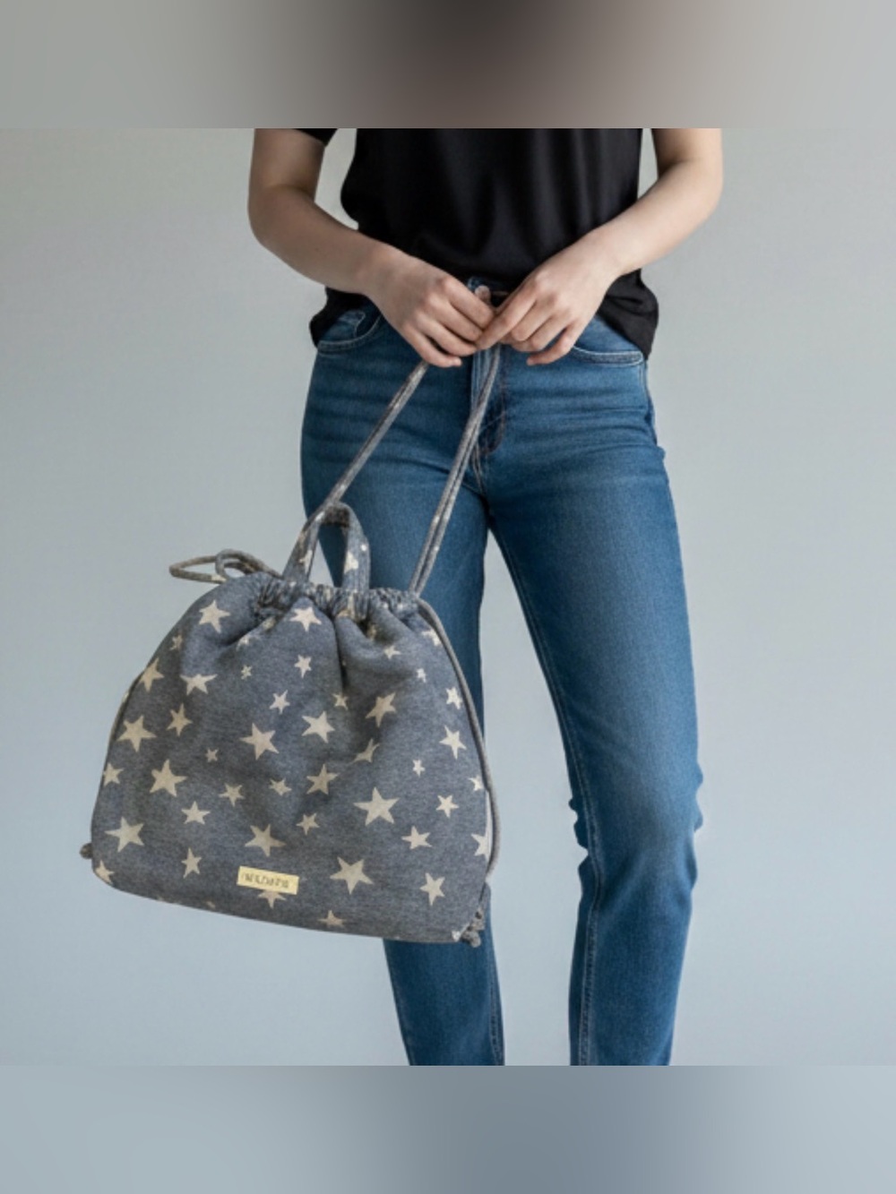 Wildfox Gray Star Drawstring Tote